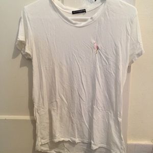 Brandy Melville Flamingo Embroidered Tee